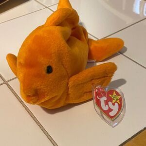 Ty Beanie Baby Goldie Bright Orange Fish Plush Toy, 1NN